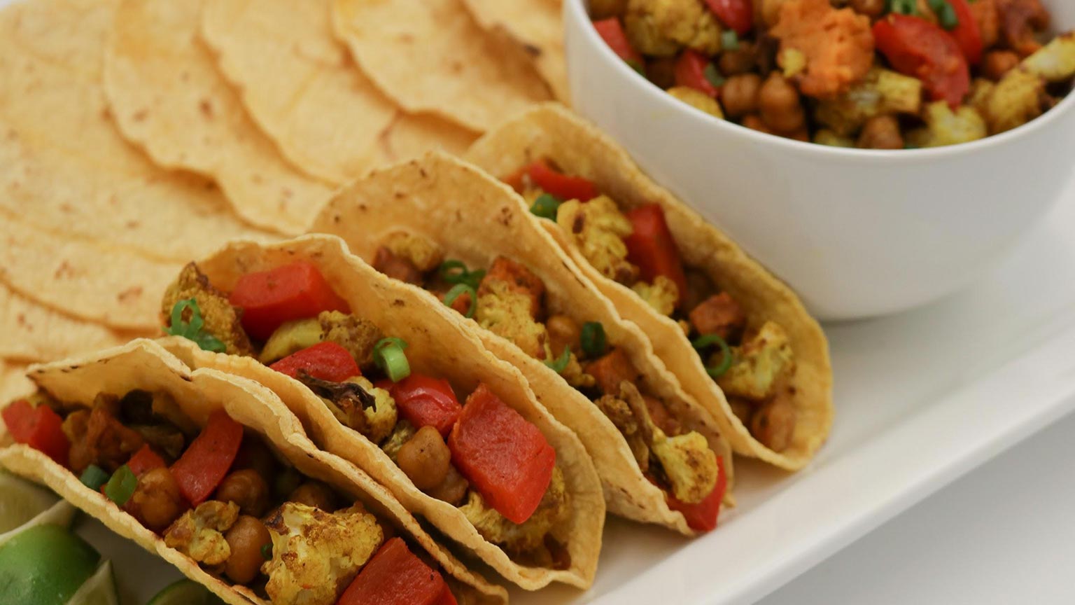Curried Cauliflower and Chickpea Tacos