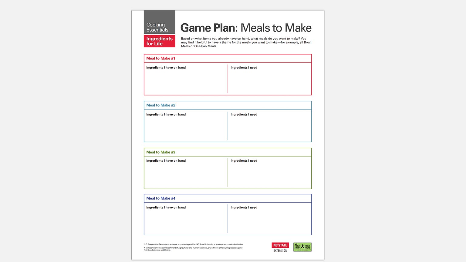 Plan-Meals To Make Handout