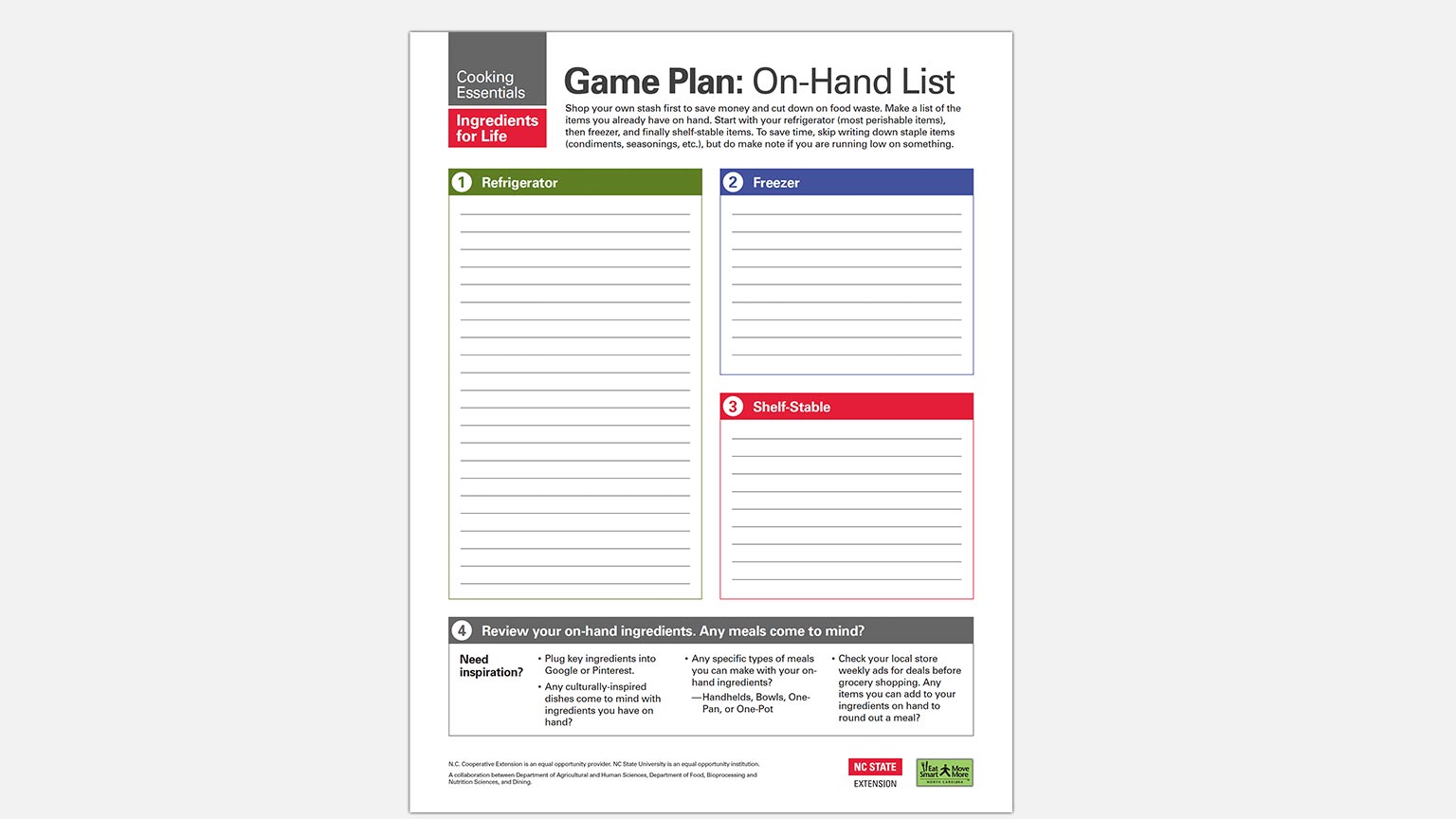 GamePlan-On Hand List Handout